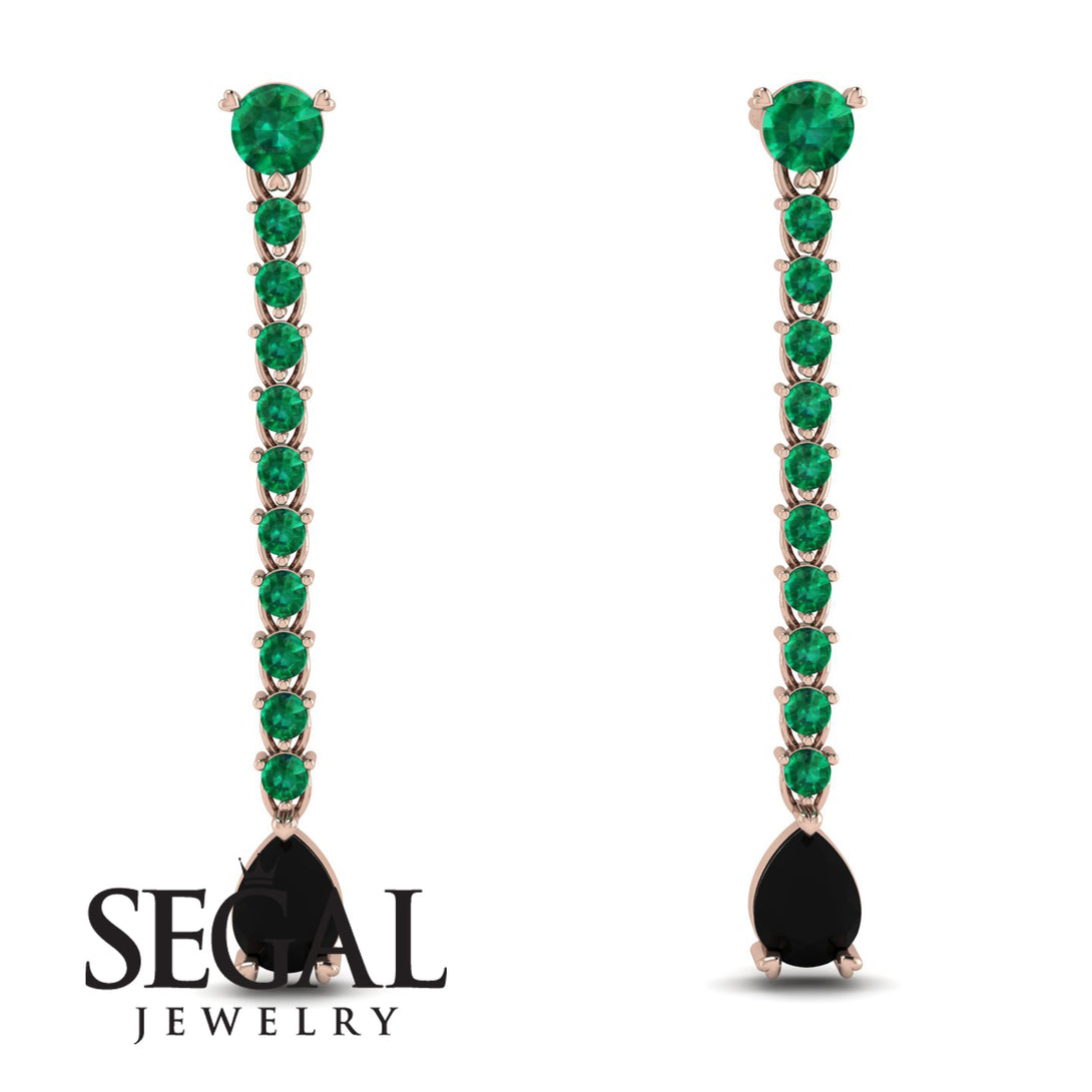 Hanging Oval Black Diamond Earrings - Tatiana No. 35