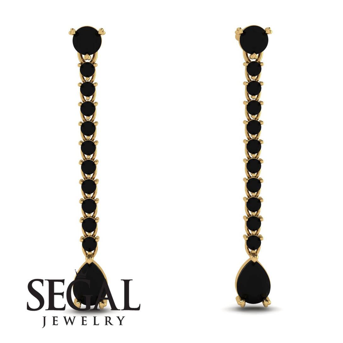 Hanging Oval Black Diamond Earrings - Tatiana No. 37