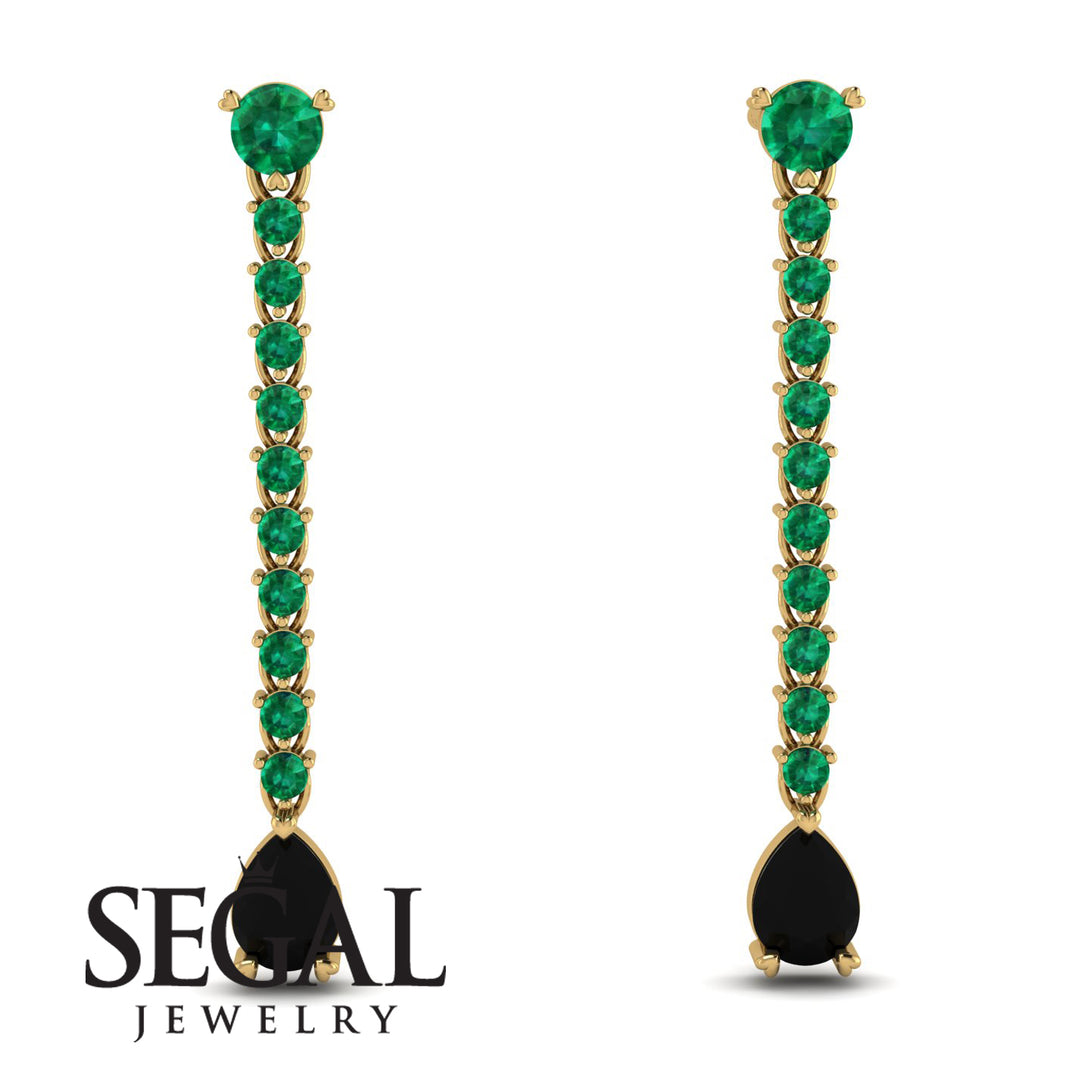 Hanging Oval Black Diamond Earrings - Tatiana No. 34