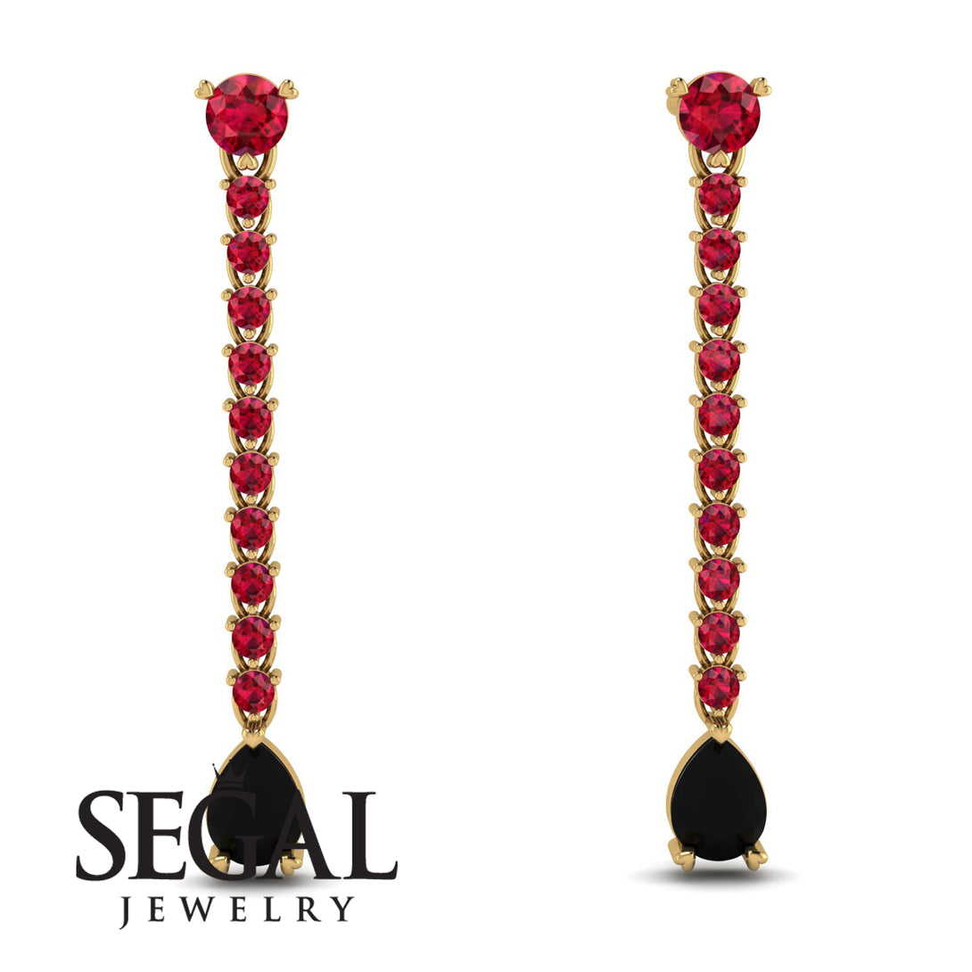 Hanging Oval Black Diamond Earrings - Tatiana No. 40