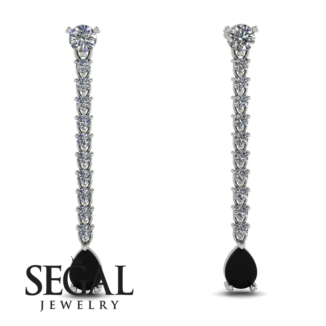 Hanging Oval Black Diamond Earrings - Tatiana No. 33