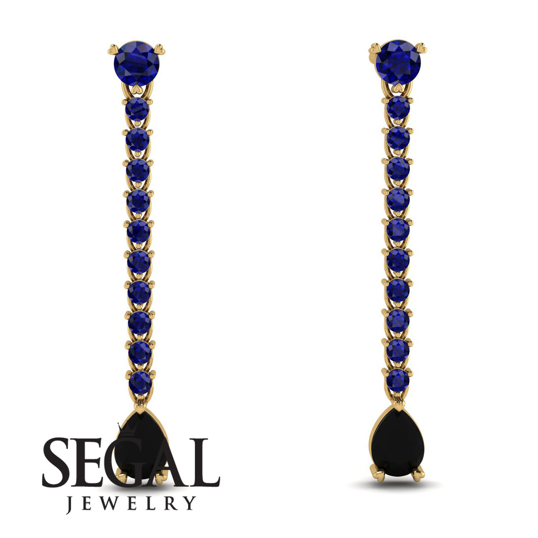 Hanging Oval Black Diamond Earrings - Tatiana No. 43