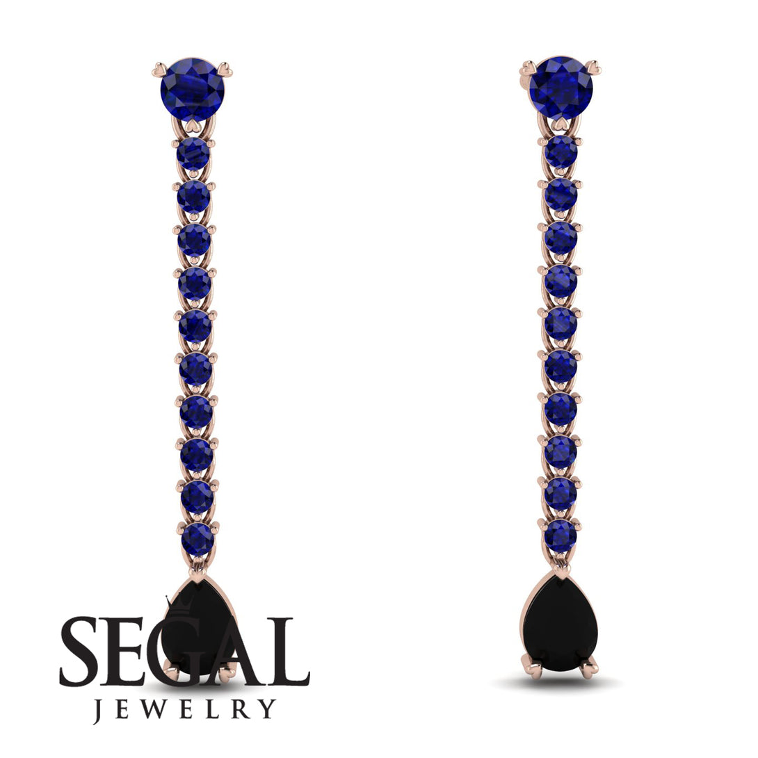 Hanging Oval Black Diamond Earrings - Tatiana No. 44