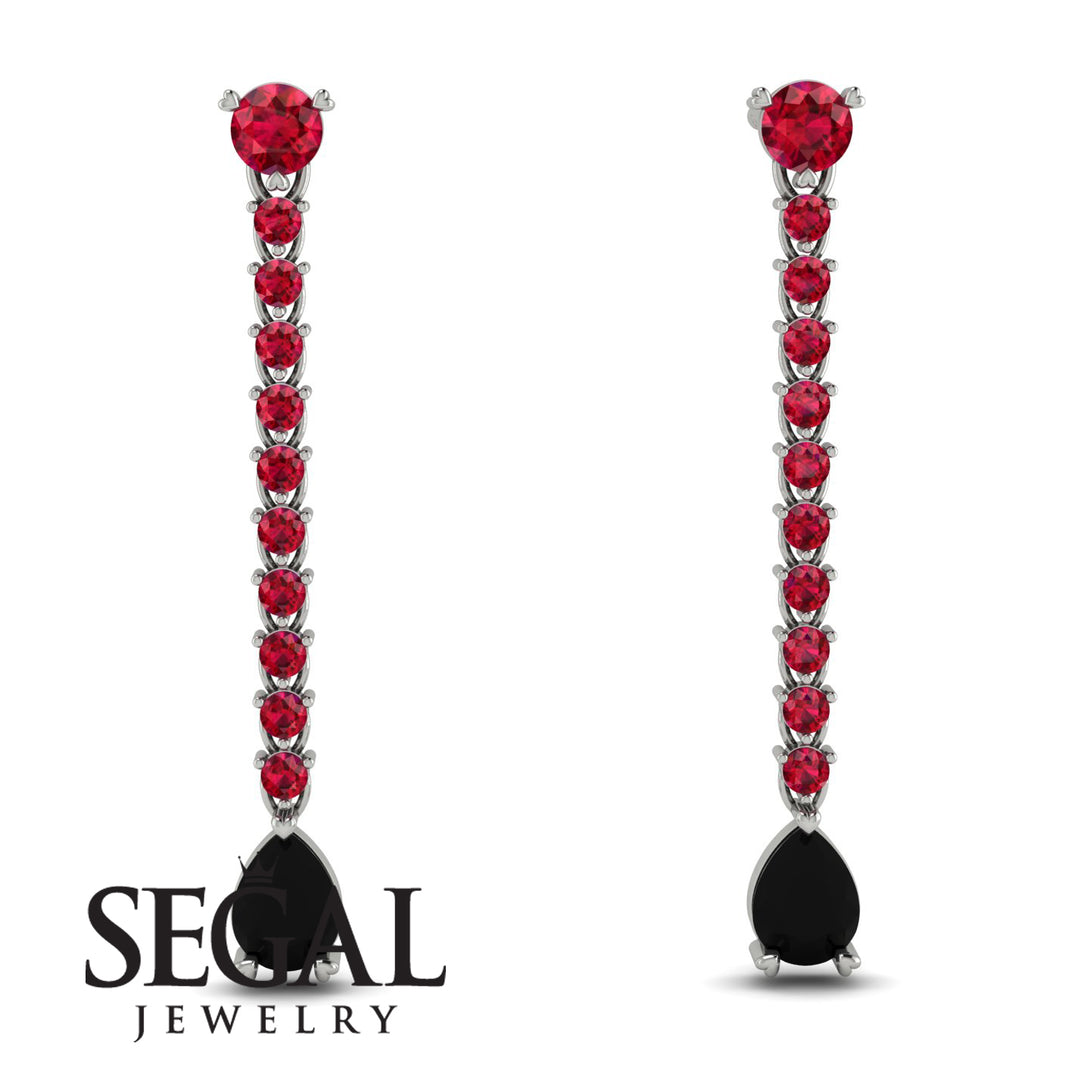 Hanging Oval Black Diamond Earrings - Tatiana No. 42