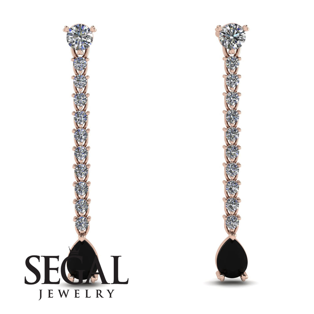 Hanging Oval Black Diamond Earrings - Tatiana No. 32