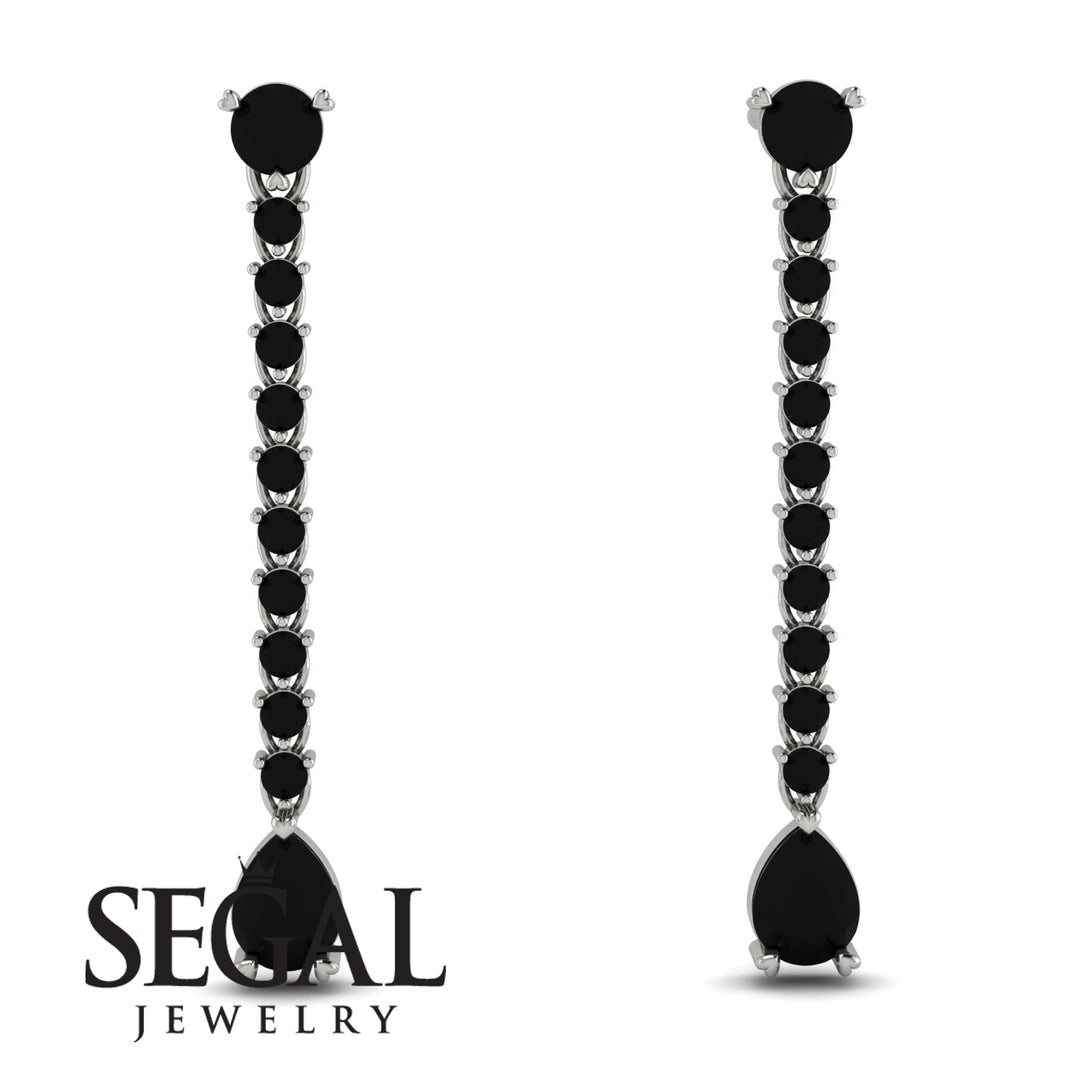 Hanging Oval Black Diamond Earrings - Tatiana No. 39