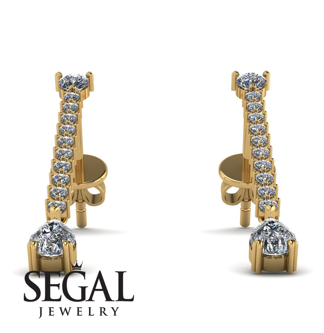 Hanging Oval Diamond Earrings - Tatiana No. 1