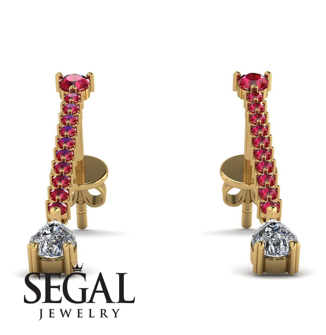 Hanging Oval Diamond Earrings - Tatiana No. 10