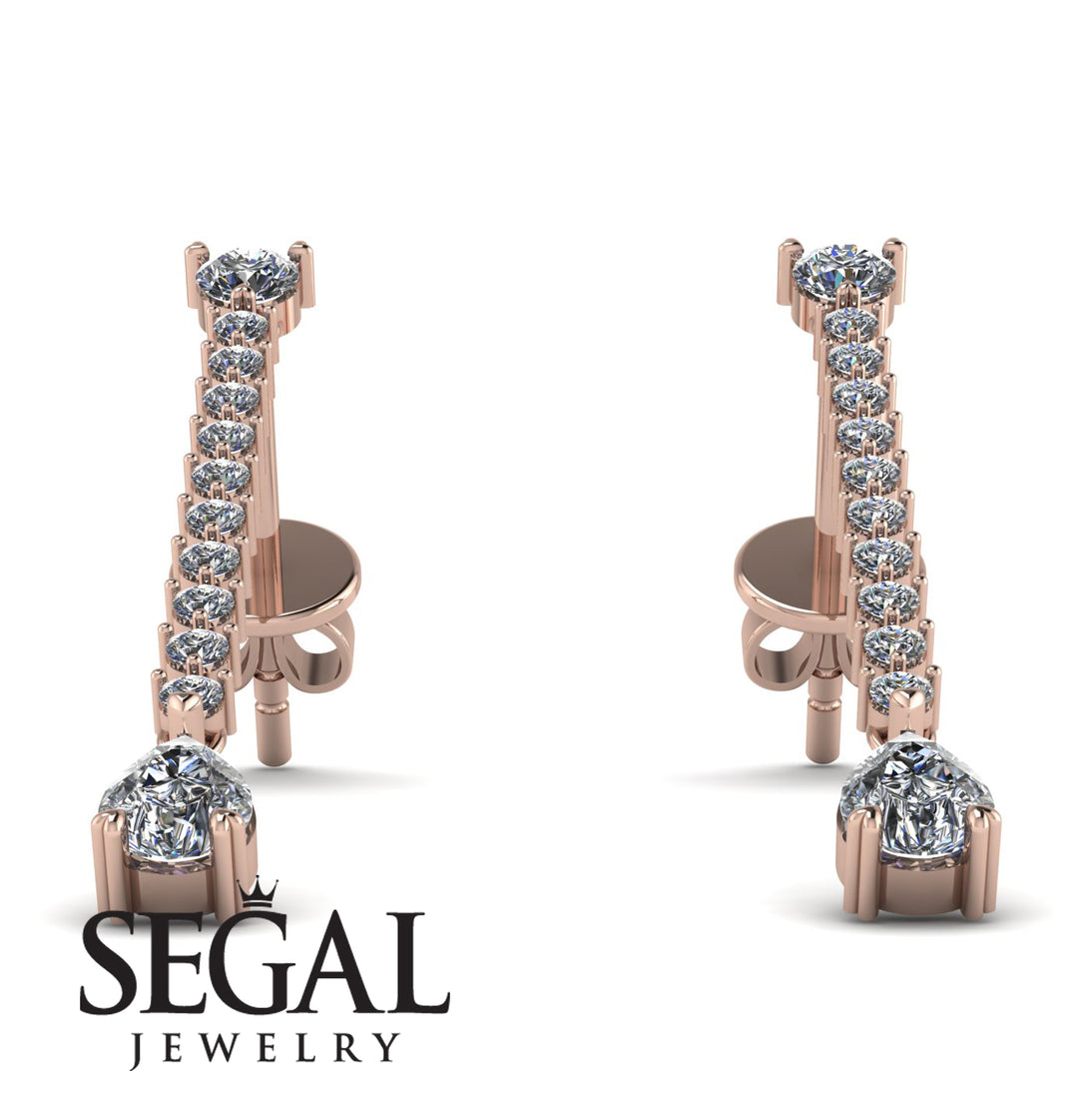 Hanging Oval Diamond Earrings - Tatiana No. 2