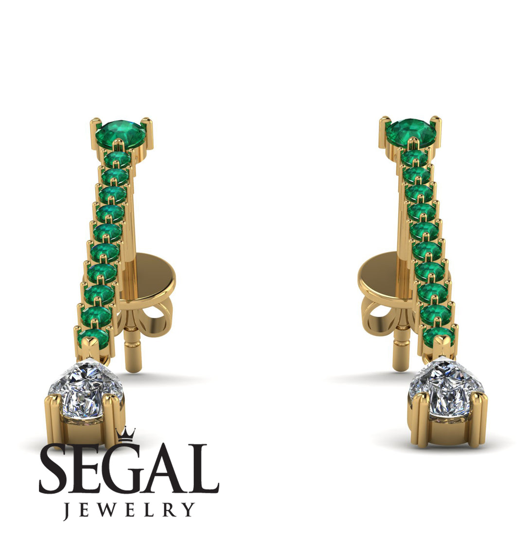 Hanging Oval Diamond Earrings - Tatiana No. 4