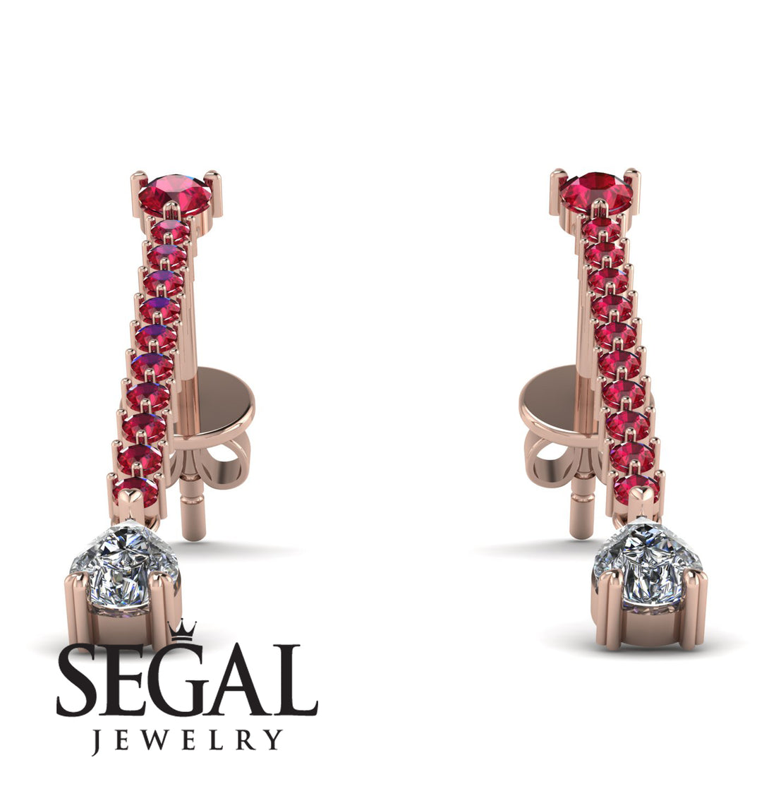 Hanging Oval Diamond Earrings - Tatiana No. 11