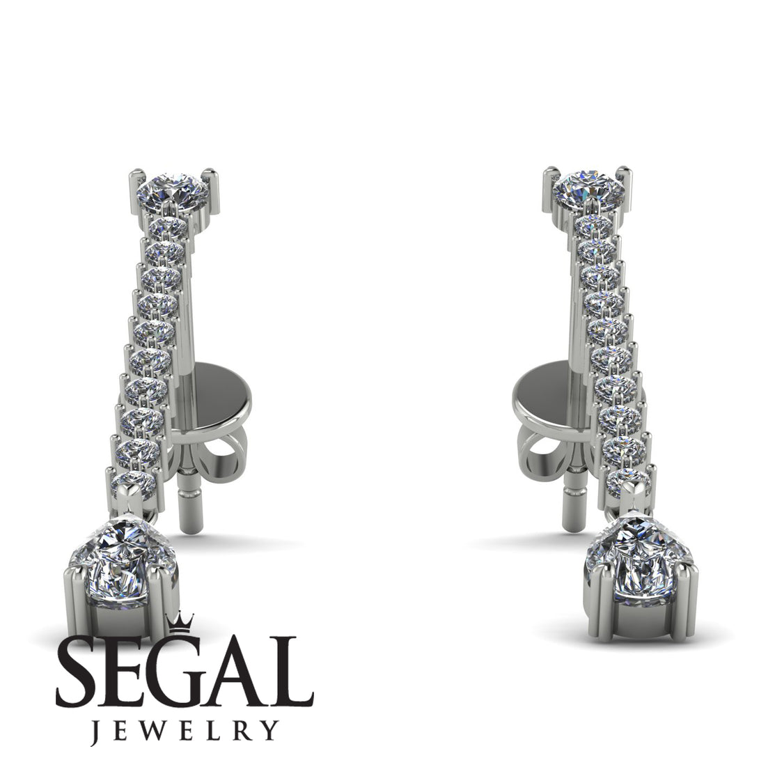 Hanging Oval Diamond Earrings - Tatiana No. 3