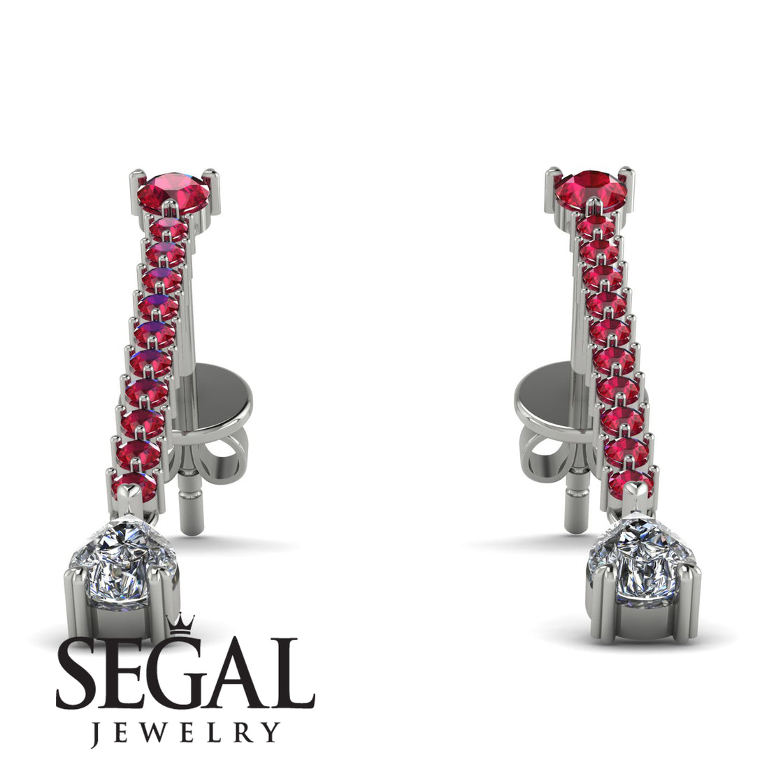 Hanging Oval Diamond Earrings - Tatiana No. 12
