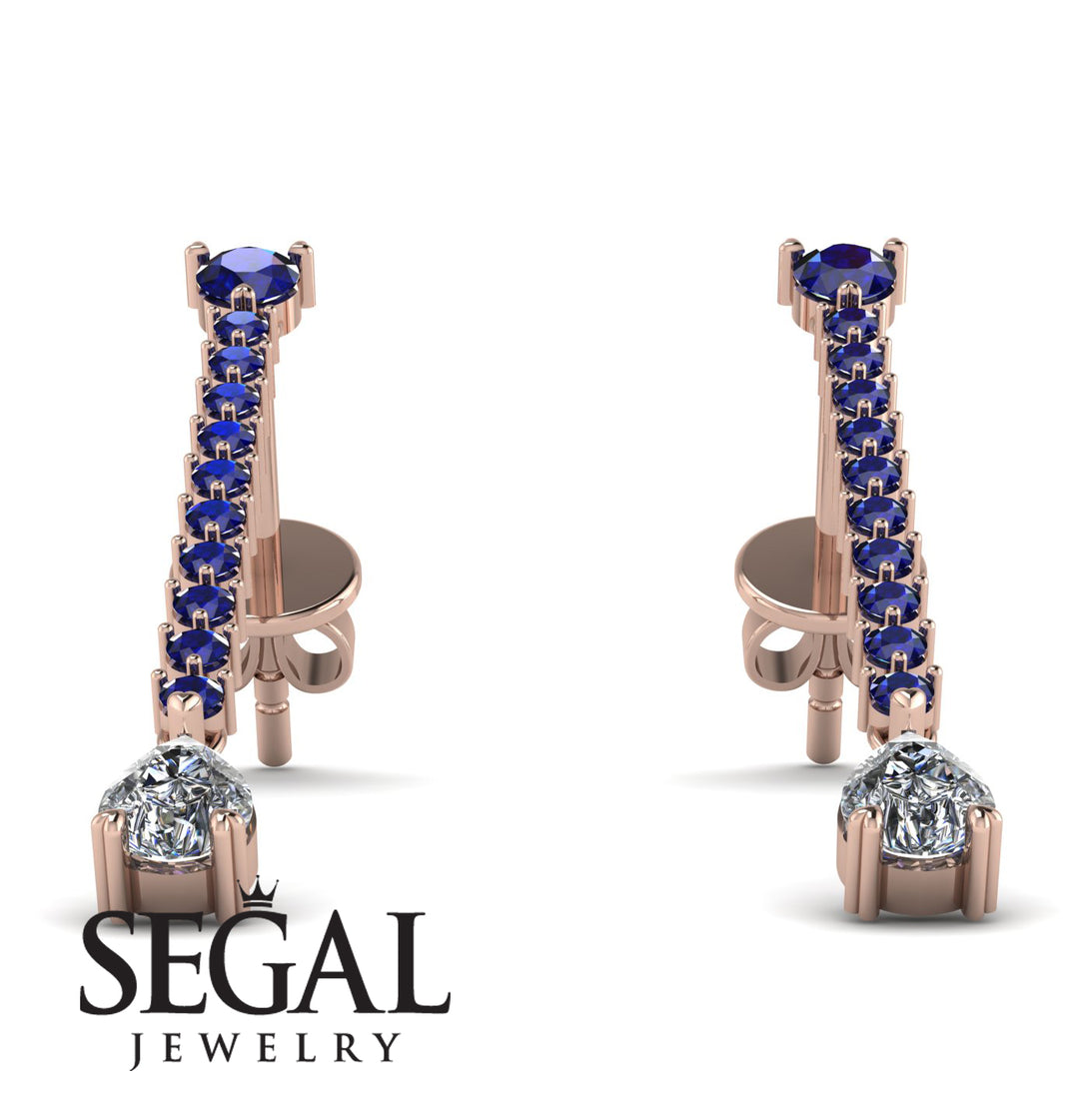 Hanging Oval Diamond Earrings - Tatiana No. 14