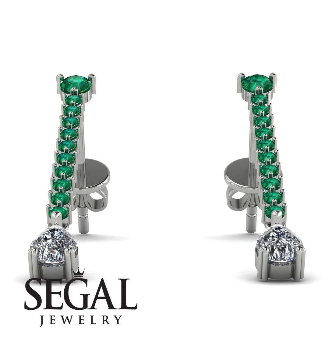 Hanging Oval Diamond Earrings - Tatiana No. 6