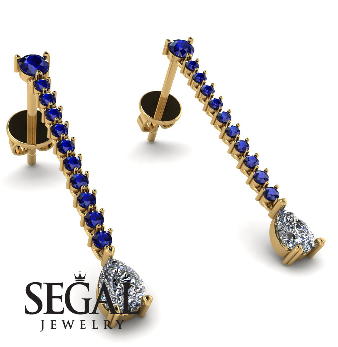 Hanging Oval Diamond Earrings - Tatiana No. 13