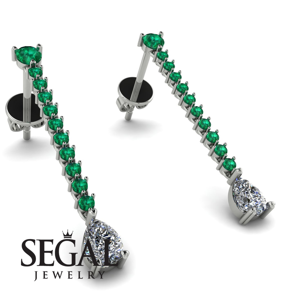 Hanging Oval Diamond Earrings - Tatiana No. 6