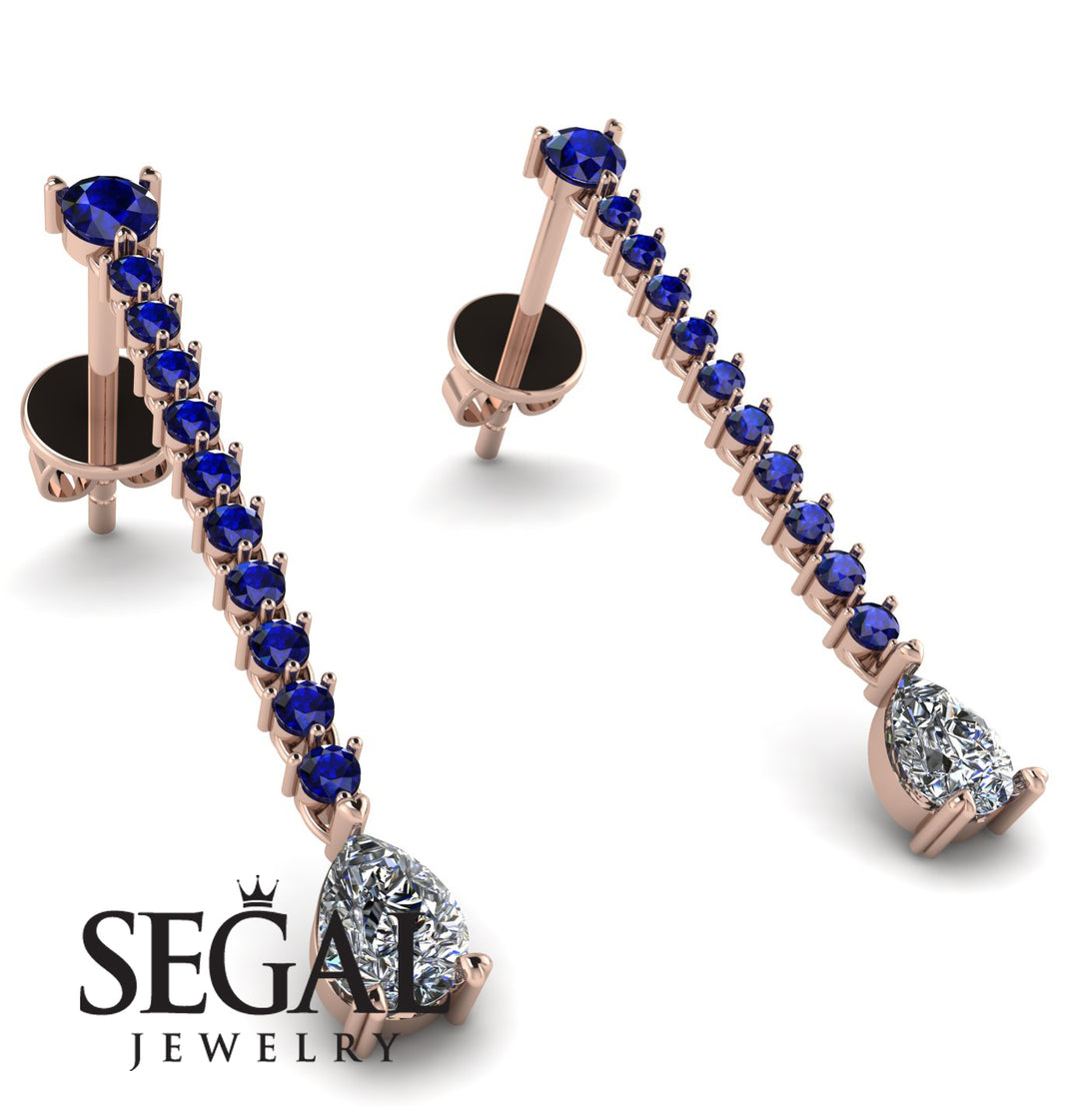 Hanging Oval Diamond Earrings - Tatiana No. 14