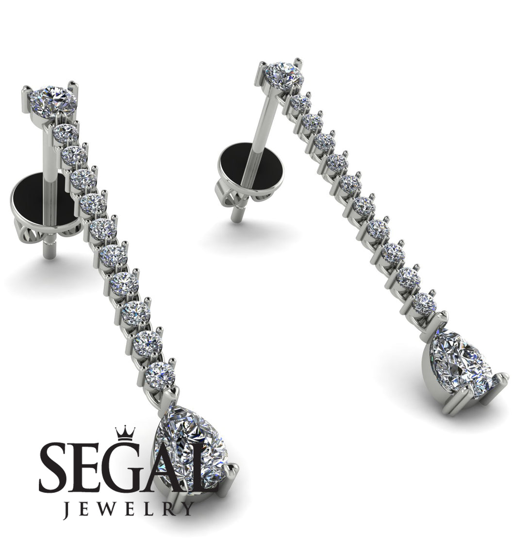 Hanging Oval Diamond Earrings - Tatiana No. 3