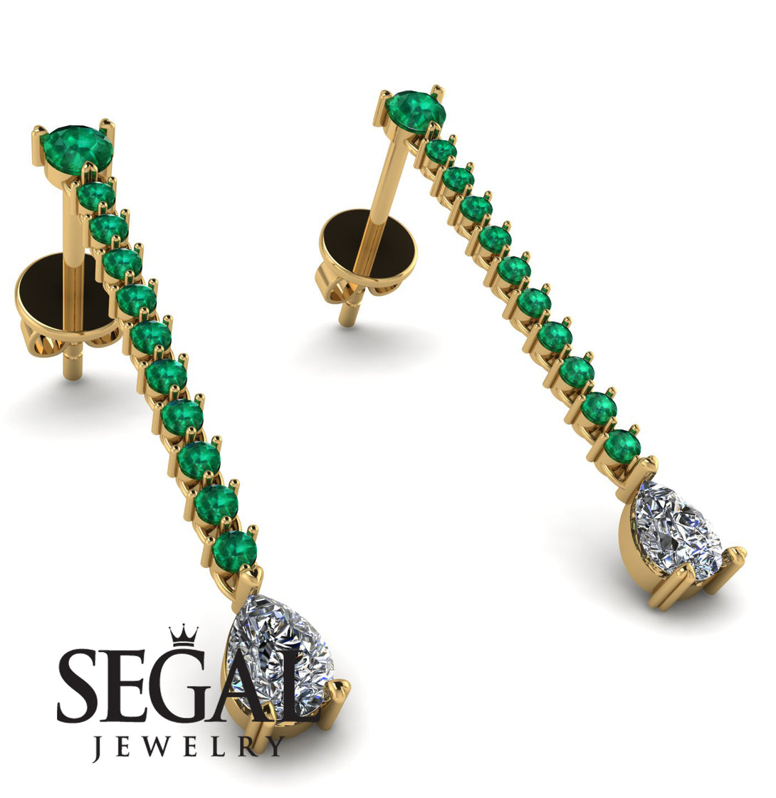 Hanging Oval Diamond Earrings - Tatiana No. 4