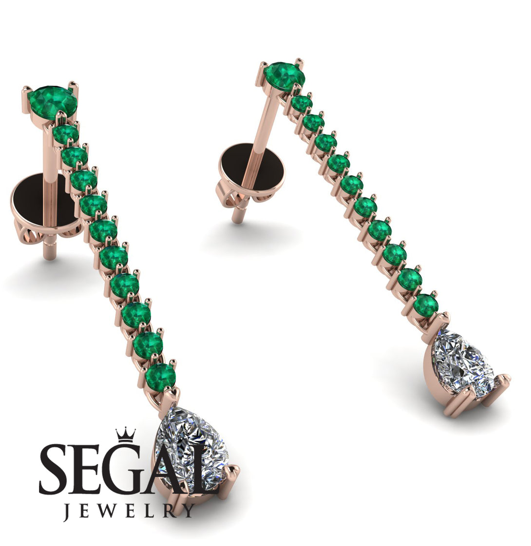 Hanging Oval Diamond Earrings - Tatiana No. 5