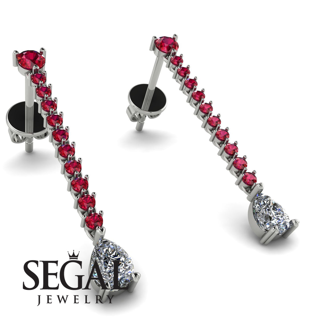 Hanging Oval Diamond Earrings - Tatiana No. 12