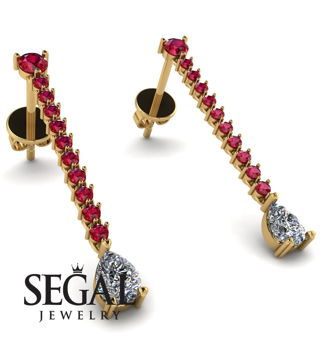 Hanging Oval Diamond Earrings - Tatiana No. 10