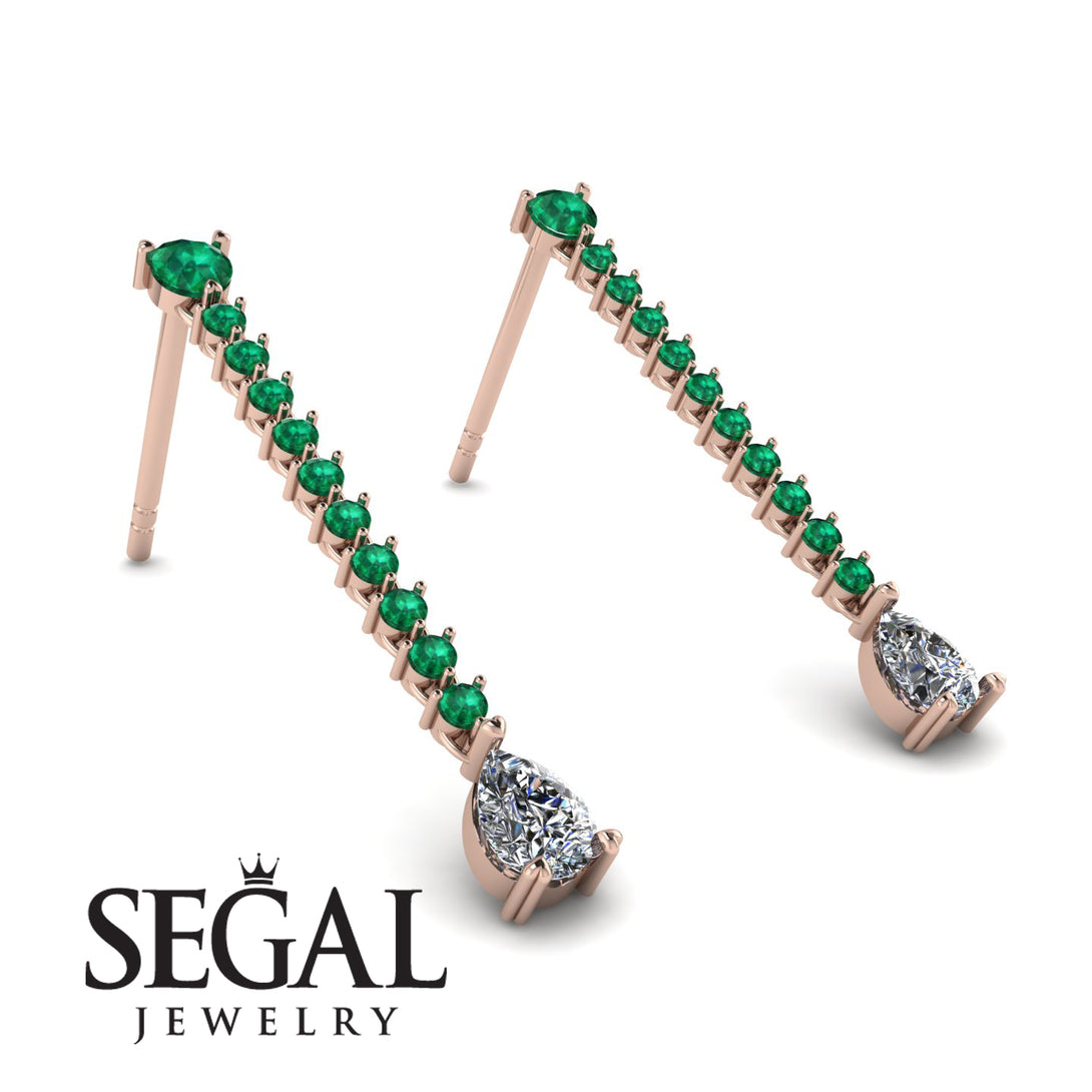 Hanging Oval Diamond Earrings - Tatiana No. 5