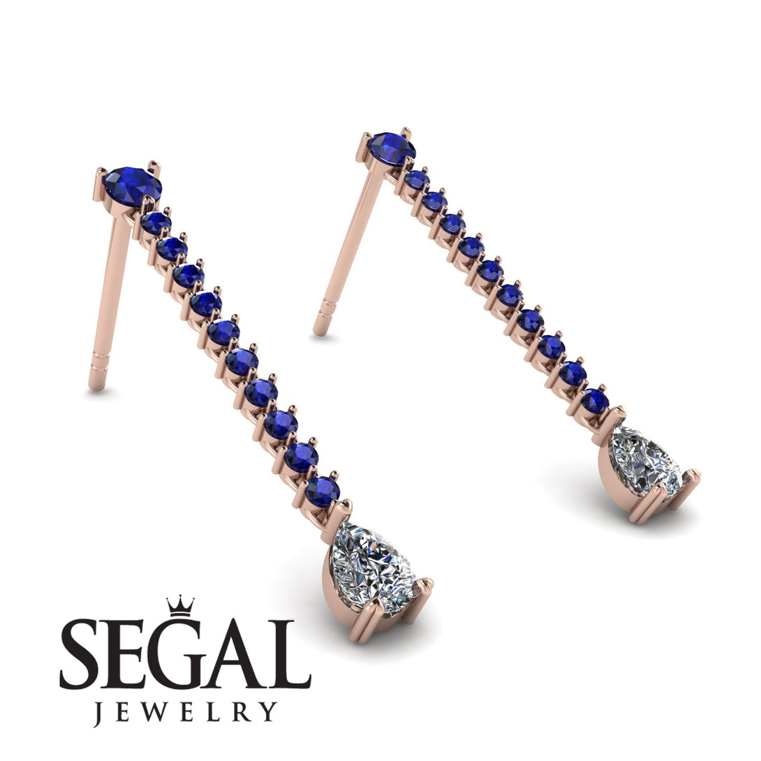 Hanging Oval Diamond Earrings - Tatiana No. 14