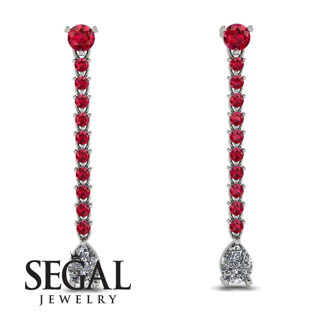 Hanging Oval Diamond Earrings - Tatiana No. 12