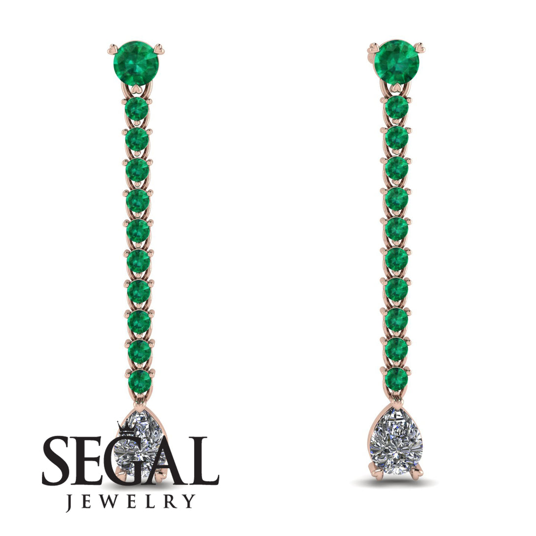 Hanging Oval Diamond Earrings - Tatiana No. 5