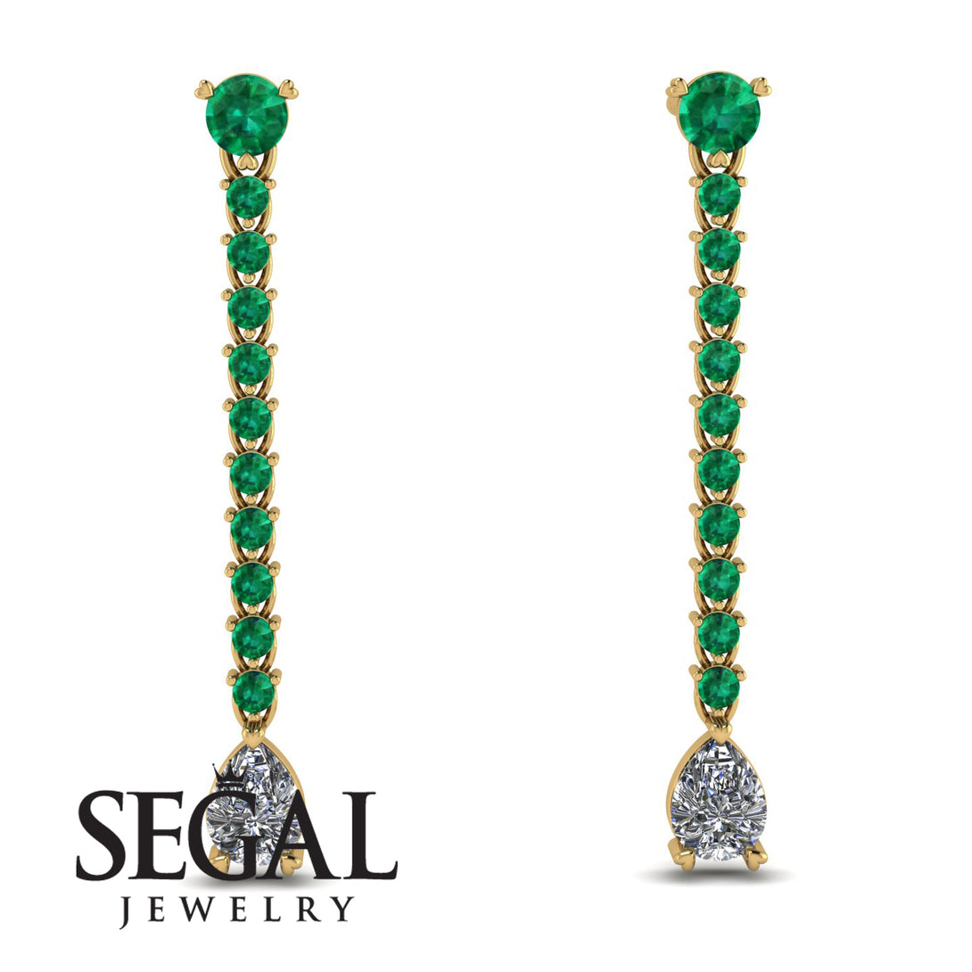 Hanging Oval Diamond Earrings - Tatiana No. 4