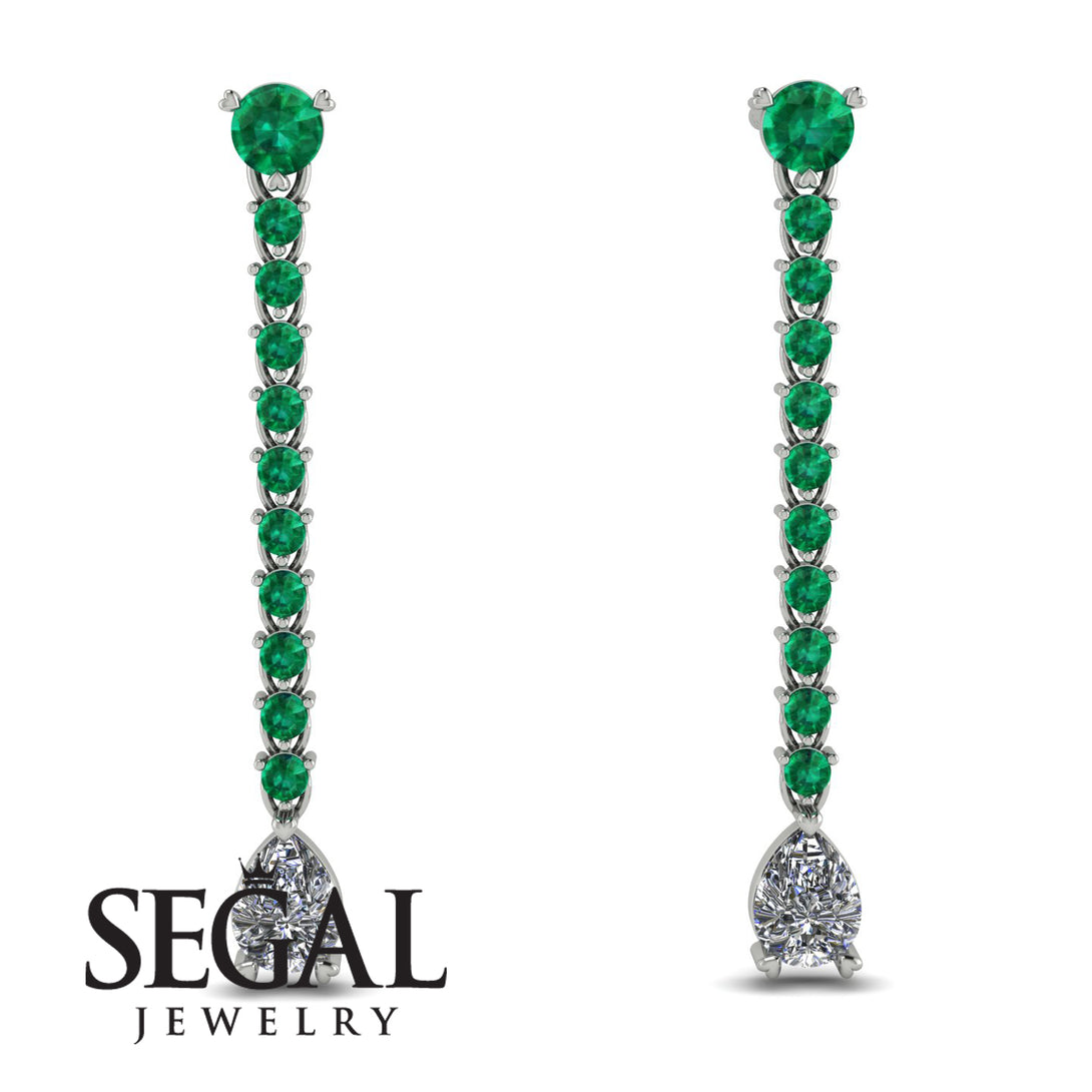 Hanging Oval Diamond Earrings - Tatiana No. 6