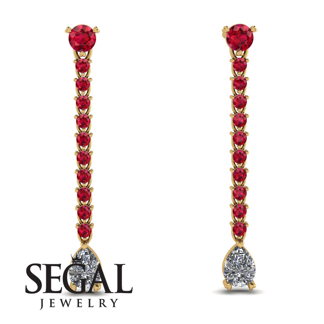 Hanging Oval Diamond Earrings - Tatiana No. 10