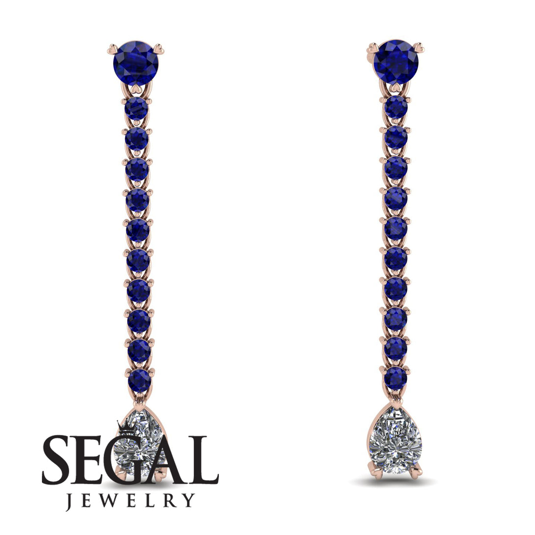 Hanging Oval Diamond Earrings - Tatiana No. 14