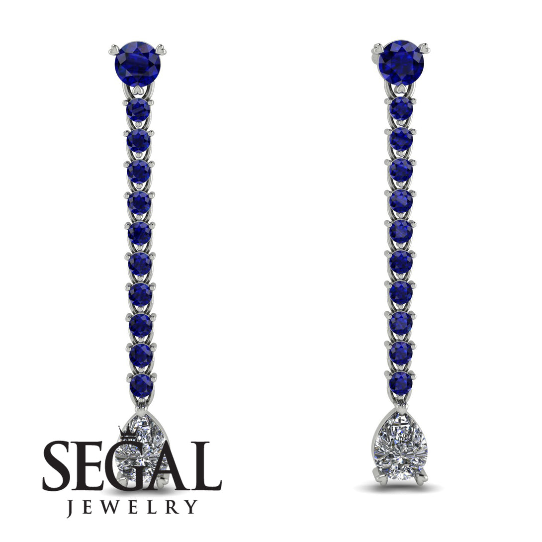 Hanging Oval Diamond Earrings - Tatiana No. 15