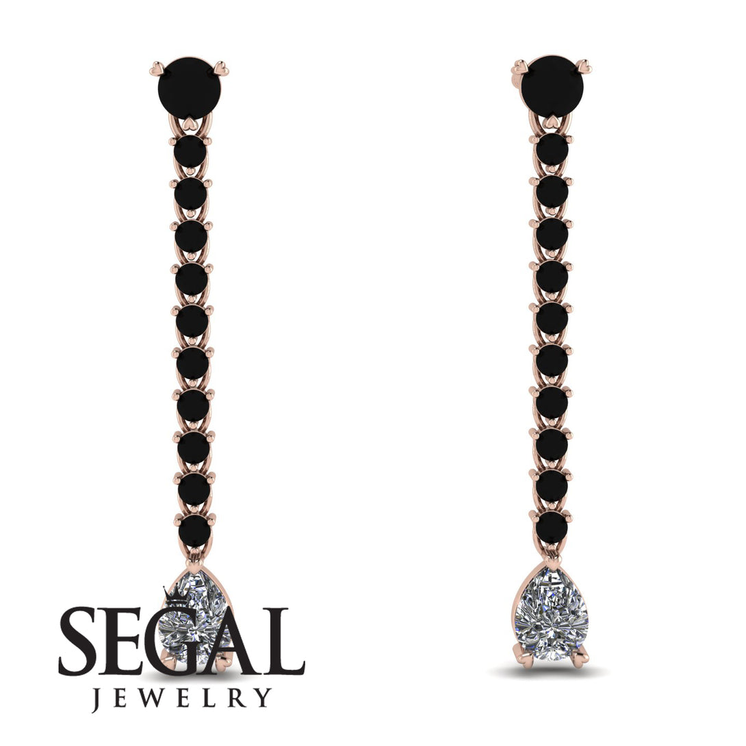 Hanging Oval Diamond Earrings - Tatiana No. 8