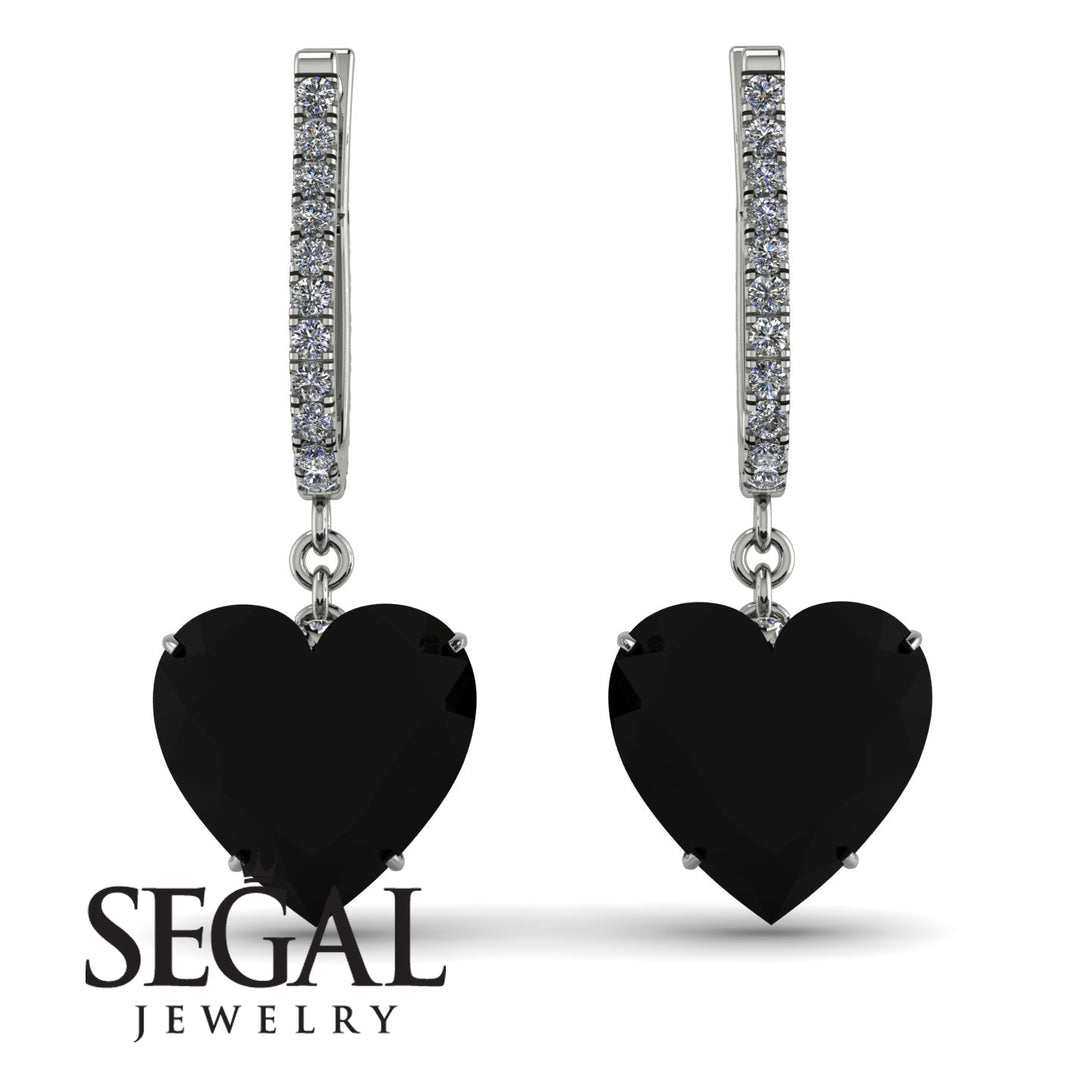 Heart Black Diamond Earrings - Noelle No. 9