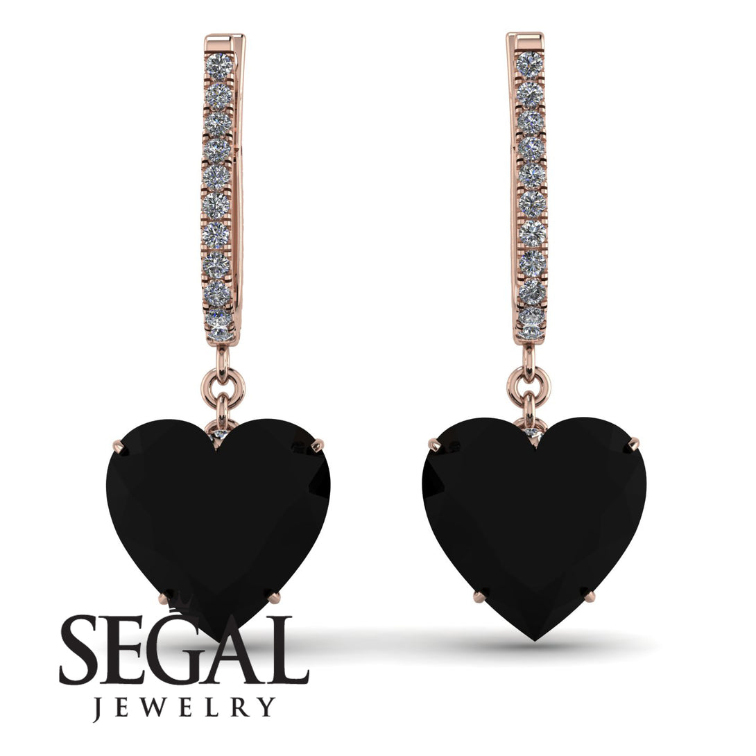 Heart Black Diamond Earrings - Noelle No. 8