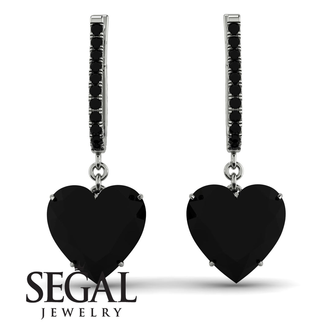 Heart Black Diamond Earrings - Noelle No. 39