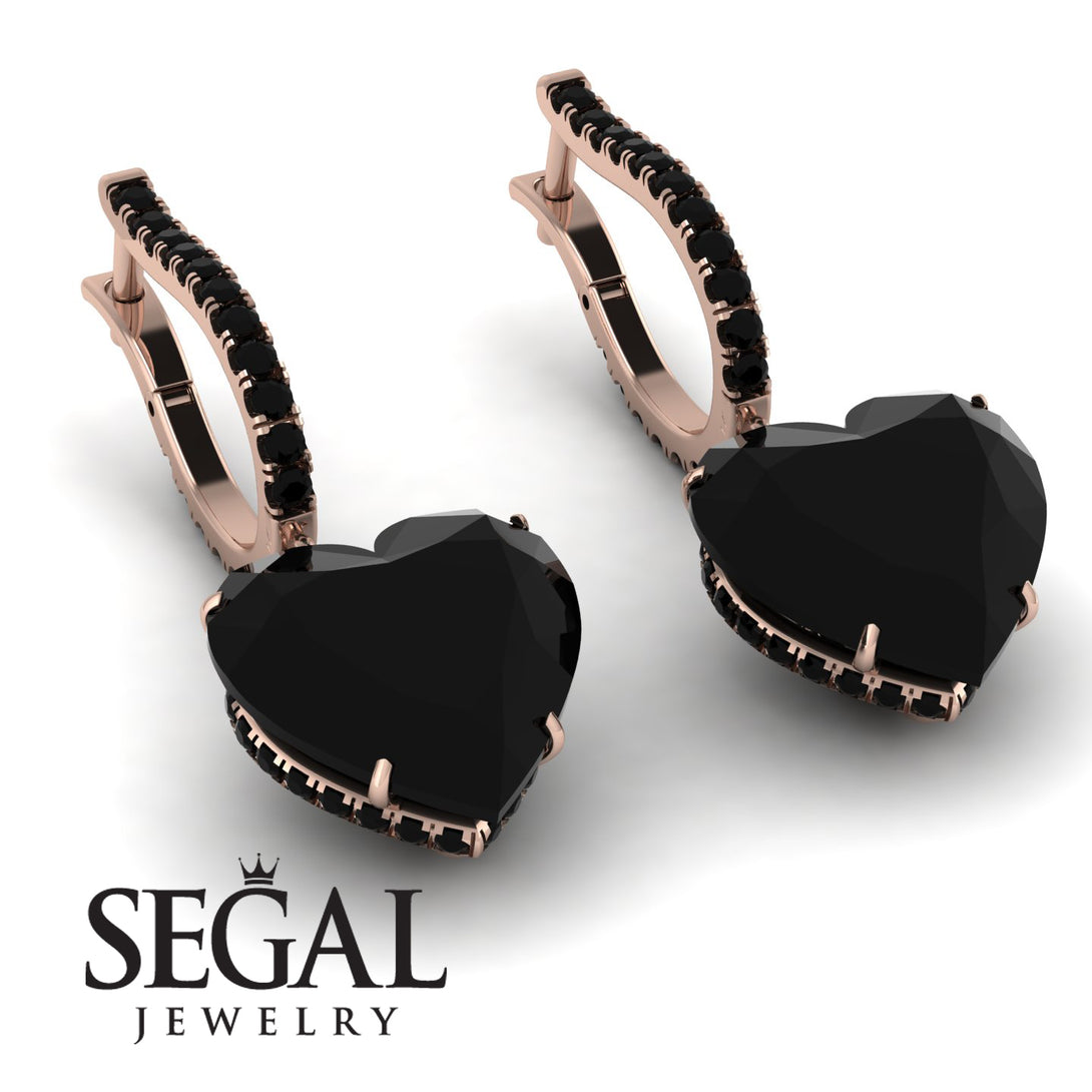 Heart Black Diamond Earrings - Noelle No. 38