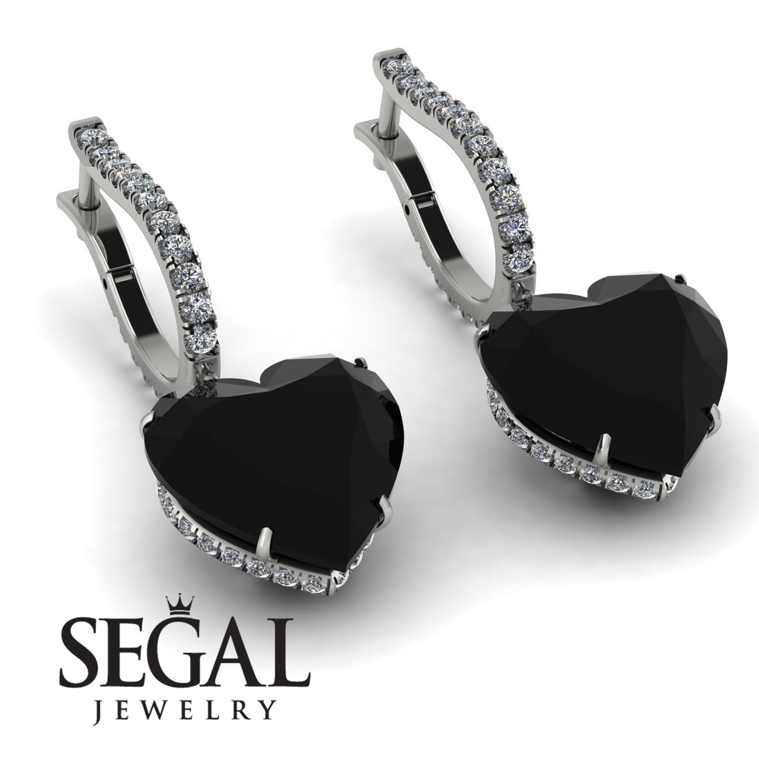 Heart Black Diamond Earrings - Noelle No. 9