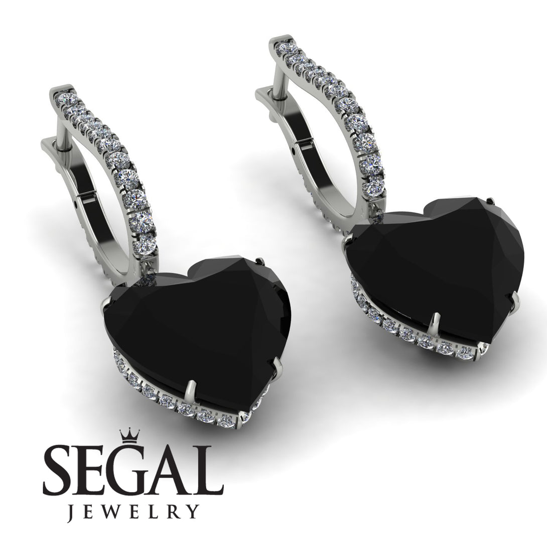 Heart Black Diamond Earrings - Noelle No. 9