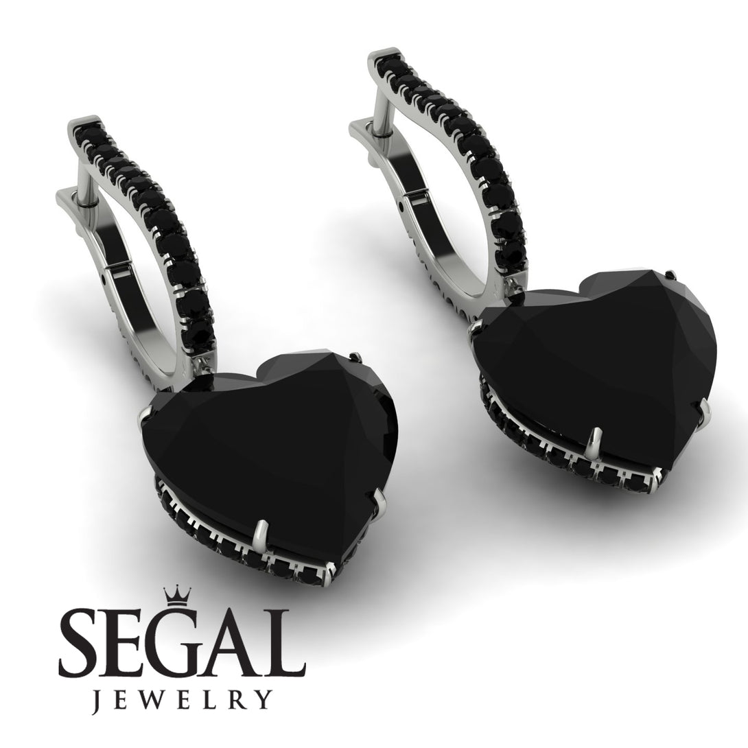 Heart Black Diamond Earrings - Noelle No. 39