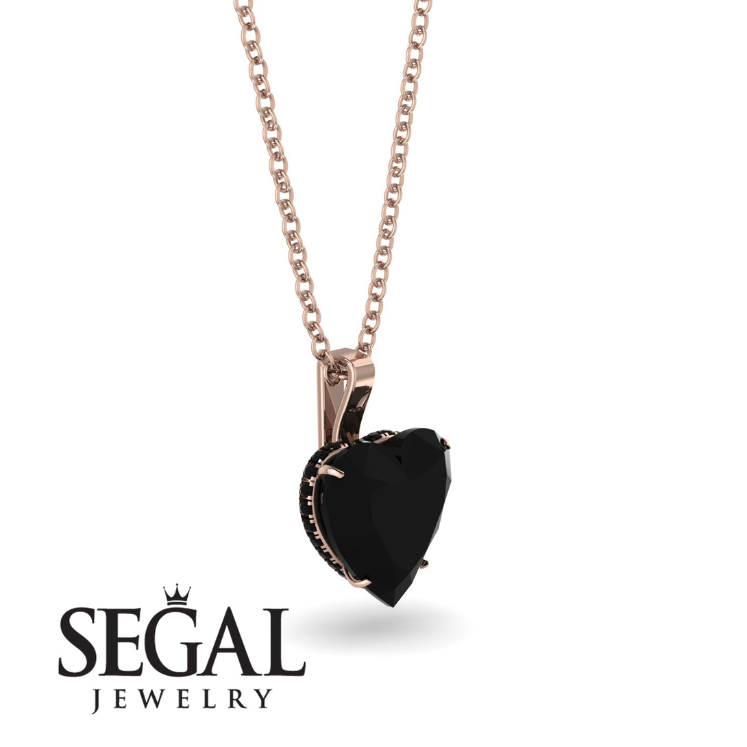 Heart Black Diamond Necklace - Noelle No. 38