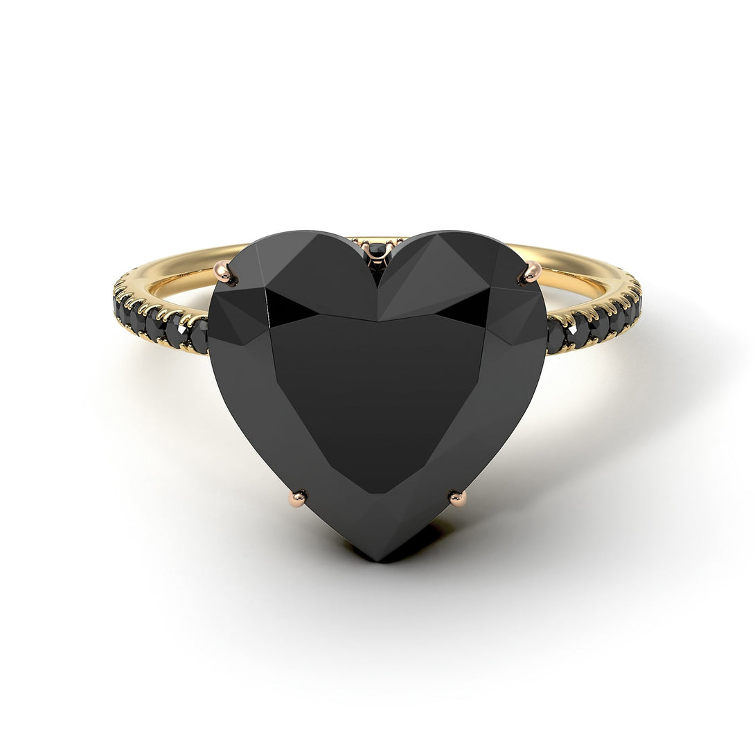 Two Tones Heart Shape Black Diamond Ring - Noelle No. 79