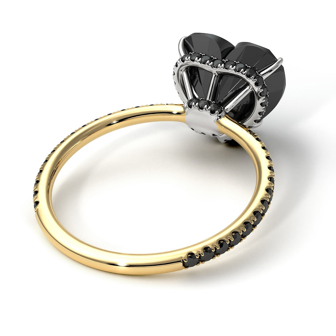 Two Tones Heart Shape Black Diamond Ring - Noelle No. 80