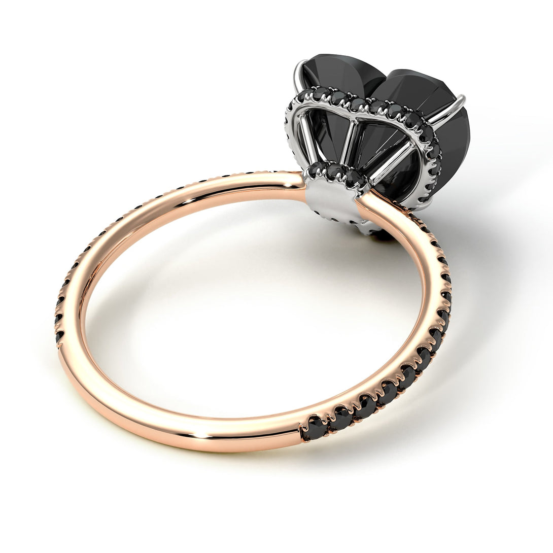 Two Tones Heart Shape Black Diamond Ring - Noelle No. 81