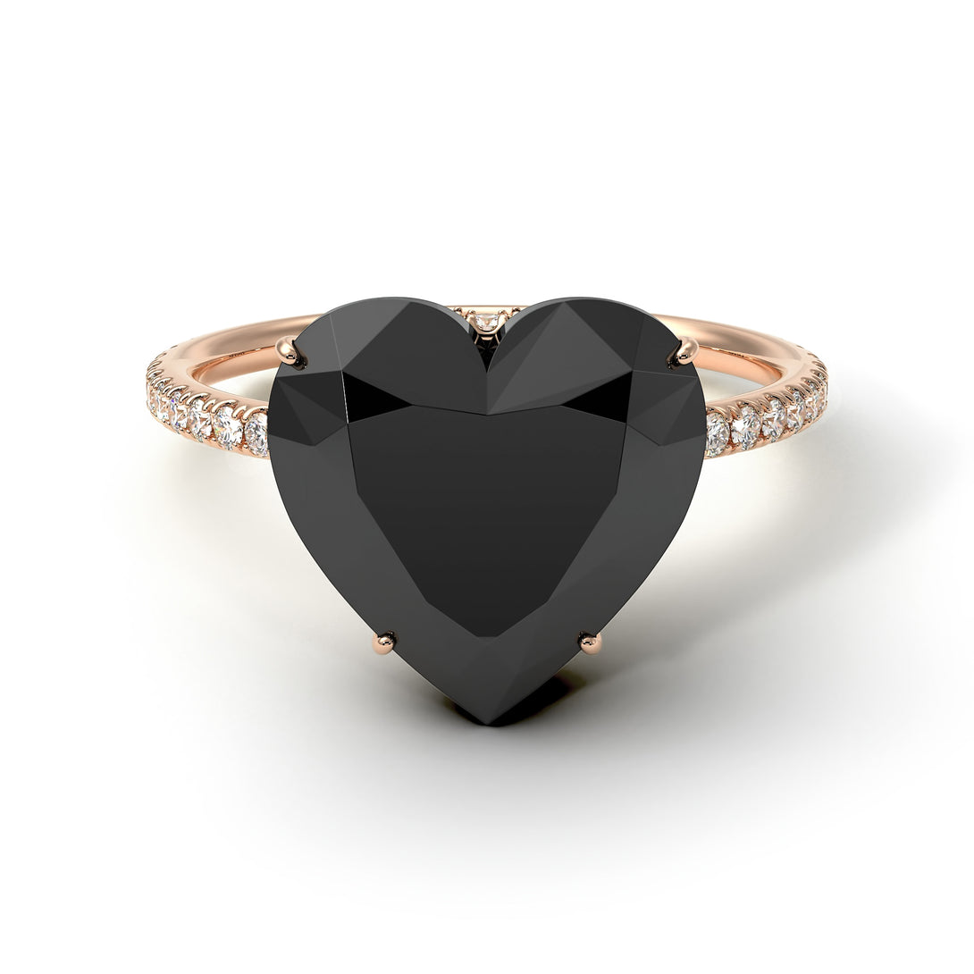 Heart Shape Black Diamond Ring - Noelle No. 8