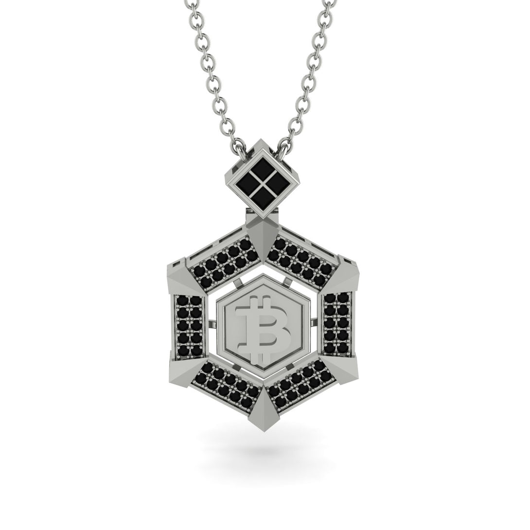 Hexagon Black Diamond Bitcoin Pendant - Jeremiah No. 27